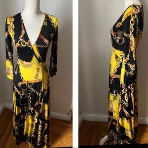 Celebrity fashion chain print long dress with side slit, from HERA COLLECTION!